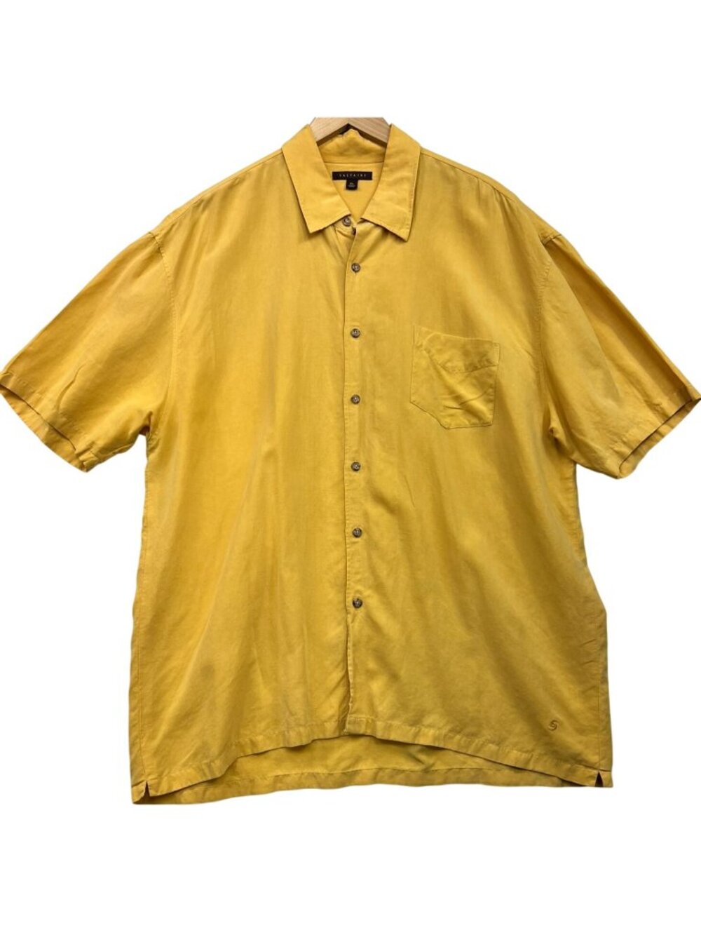 Saltaire Men's Linen Blend Button-Down Shirt Short Sleeve Size XL Yellow